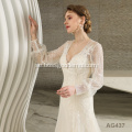 Långärmad Dubai Luxury Lace New Vestido de Noiva Custom Made Muslim Wedding Dress Bridal Gowns
